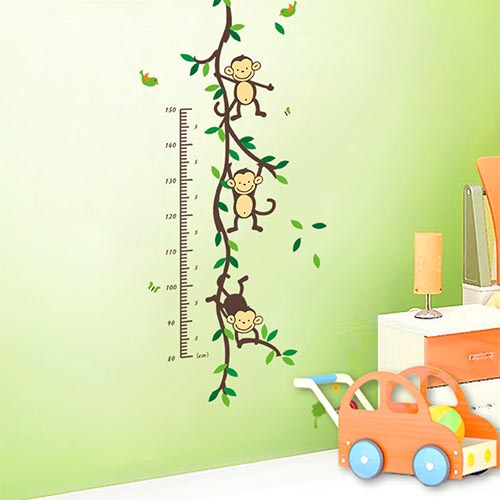 Cute Children's Monkey Height Chart Wall Sticker CZKL09