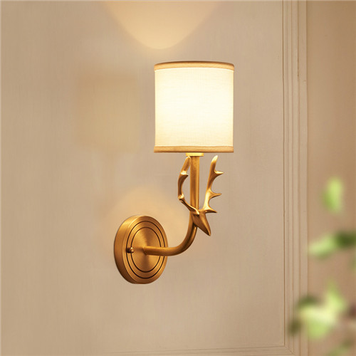 CJB XBD9003-1W American-Country-style Copper Craft Deer Wall Lamp CSCJB04